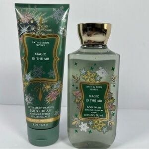 Bath & Body Works Magic in the Air Body Wash and Cream Set - Green and Gold